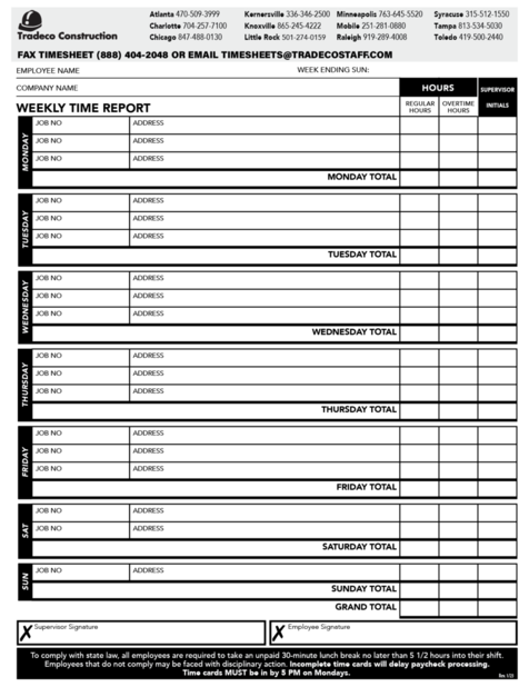 Multiple Job Timesheet